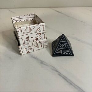 Hand-Carved Egyptian Basalt Pyramid Souvenir